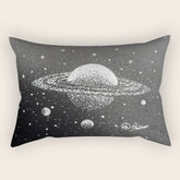 "Saturn's Moons" Outer Space Original Art, Planets, Galaxy Wall Decor Rectangular Pillow