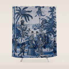 17th Century Delftware Chinoiserie Shower Curtain
