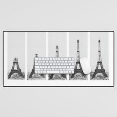 1888-1889 The Rise of the Eiffel Tower Construction Sequence black and white photography Desk Mat
