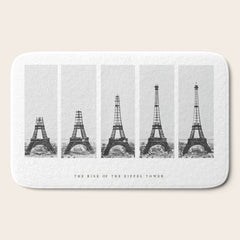 1888-1889 The Rise of the Eiffel Tower Construction Sequence black and white photography Bath Mat