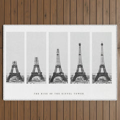 1888-1889 The Rise of the Eiffel Tower Construction Sequence black and white photography Outdoor Rug