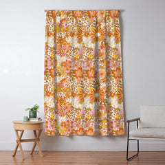 70s Floral Pattern Window Curtain