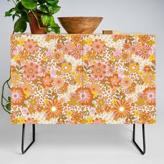 70s Floral Pattern Credenza