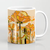 70s, Orange California poppies, mid century, 70s retro, flowers Coffee Mug
