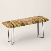 70s, Orange California poppies, mid century, 70s retro, flowers Bench