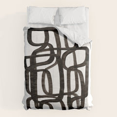 Writing On The Wall' Mid Century Modern Fun Abstract Shapes Comforter