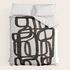 Writing On The Wall' Mid Century Modern Fun Abstract Shapes Duvet Cover
