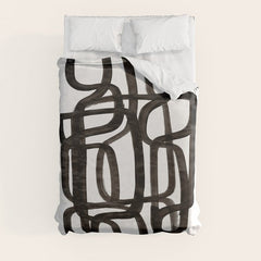Writing On The Wall' Mid Century Modern Fun Abstract Shapes Duvet Cover