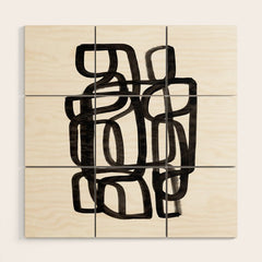 Writing On The Wall' Mid Century Modern Fun Abstract Shapes Wood Wall Art