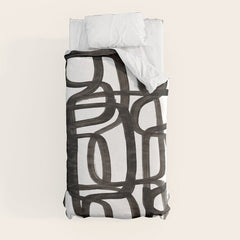 Writing On The Wall' Mid Century Modern Fun Abstract Shapes Duvet Cover