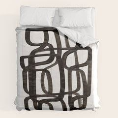 Writing On The Wall' Mid Century Modern Fun Abstract Shapes Comforter