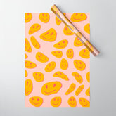 70s retro yellow smile face illustration Wrapping Paper