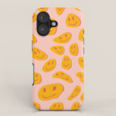 70s retro yellow smile face illustration iPhone Case