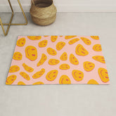 70s retro yellow smile face illustration Rug
