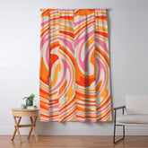 70s Retro Swirl Color Abstract Window Curtain
