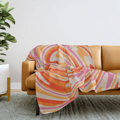 70s Retro Swirl Color Abstract Throw Blanket