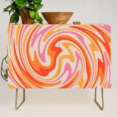 70s Retro Swirl Color Abstract Credenza