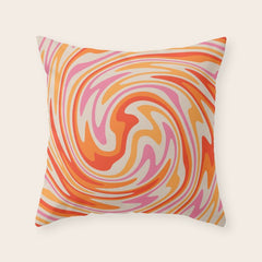 70s Retro Swirl Color Abstract Throw Pillow