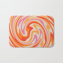 70s Retro Swirl Color Abstract Bath Mat
