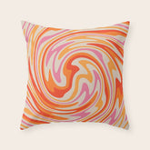 70s Retro Swirl Color Abstract Throw Pillow