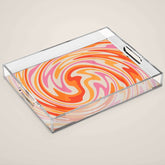 70s Retro Swirl Color Abstract Acrylic Tray