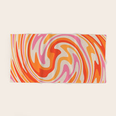 70s Retro Swirl Color Abstract Bath Towel