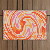70s Retro Swirl Color Abstract Outdoor Rug