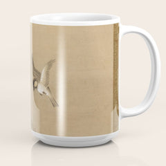 16th Century Japanese Bird and Peony Edo Era Painting Coffee Mug