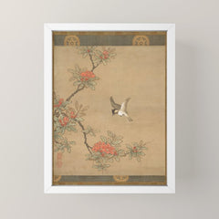 16th Century Japanese Bird and Peony Edo Era Painting Mini Art Print