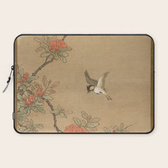 16th Century Japanese Bird and Peony Edo Era Painting Laptop Sleeve