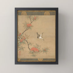 16th Century Japanese Bird and Peony Edo Era Painting Mini Art Print