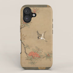 16th Century Japanese Bird and Peony Edo Era Painting iPhone Case
