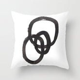 And I Op' Minimalist Ink Line Drawing Abstract Black Brush Strokes Modern Funky Maze by Ejaaz Haniff Throw Pillow