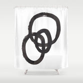 And I Op' Minimalist Ink Line Drawing Abstract Black Brush Strokes Modern Funky Maze by Ejaaz Haniff Shower Curtain