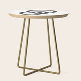 And I Op' Minimalist Ink Line Drawing Abstract Black Brush Strokes Modern Funky Maze by Ejaaz Haniff Side Table