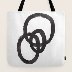 And I Op' Minimalist Ink Line Drawing Abstract Black Brush Strokes Modern Funky Maze by Ejaaz Haniff Tote Bag