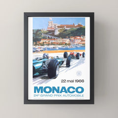 1966 MONACO Grand Prix Racing Poster Mini Art Print