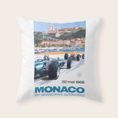 1966 MONACO Grand Prix Racing Poster Throw Pillow