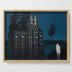 Confirmation of Love,' Magical Realism Portrait Painting by Boles����aw Biegas Serving Tray