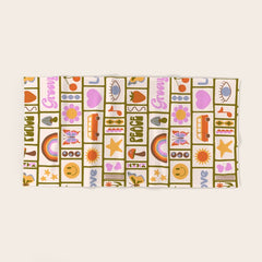 1970s Retro Pop Culture Icons Bath Towel