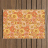 70s Retro Daisy Floral Outdoor Rug