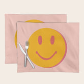 70s retro yellow smile face illustration Placemat