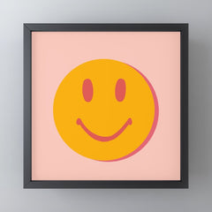 70s retro yellow smile face illustration Mini Art Print