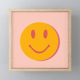 70s retro yellow smile face illustration Mini Art Print