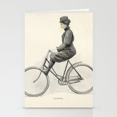 "Coasting" from "Bicycling for Ladies" by Maria E. Ward, 1896 Stationery Card