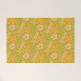 70s groovy retro floral pattern orange brown green handdrawn by surfy birdy Welcome Mat