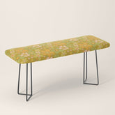 70s groovy retro floral pattern orange brown green handdrawn by surfy birdy Bench