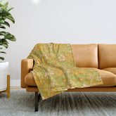 70s groovy retro floral pattern orange brown green handdrawn by surfy birdy Throw Blanket