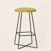 70s groovy retro floral pattern orange brown green handdrawn by surfy birdy Stool