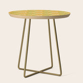 70s groovy retro floral pattern orange brown green handdrawn by surfy birdy Side Table